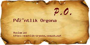 Pántlik Orgona névjegykártya